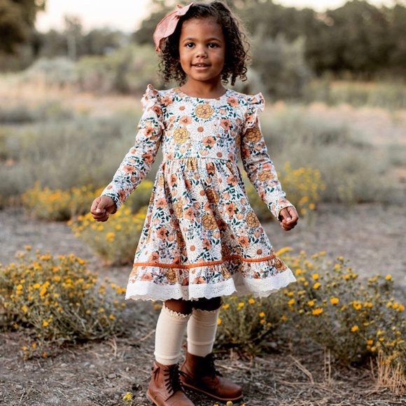 Matilda Wildflowers Fall Florals Dress with Jane Lace Trim NEW NWT Made by Molly - Picture 6 of 11